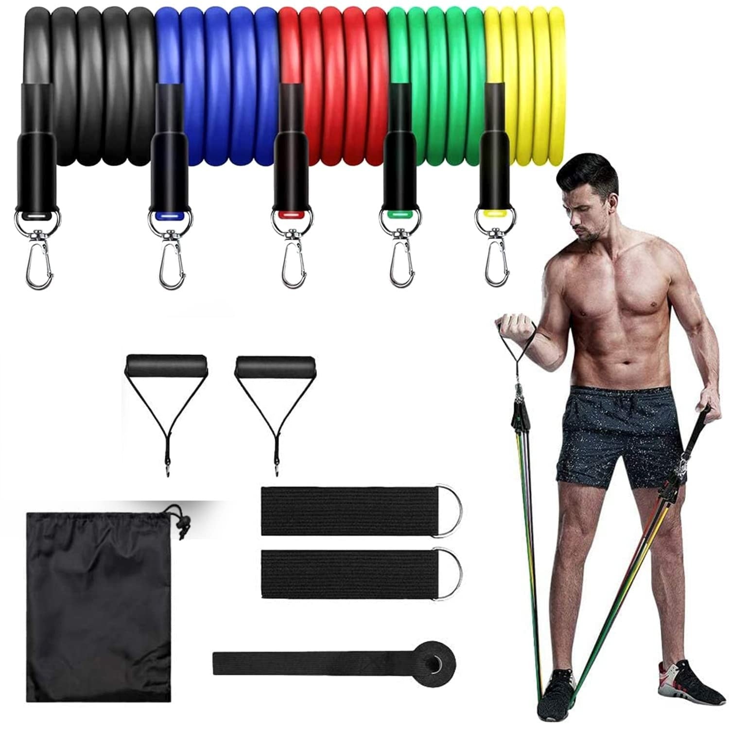 Premium Edition Professional Resistance Bands Set – Workout & Toning Exercise Training Tubes | Stackable Up To 110 LBS for Home Gym, Indoor & Outdoor Fitness