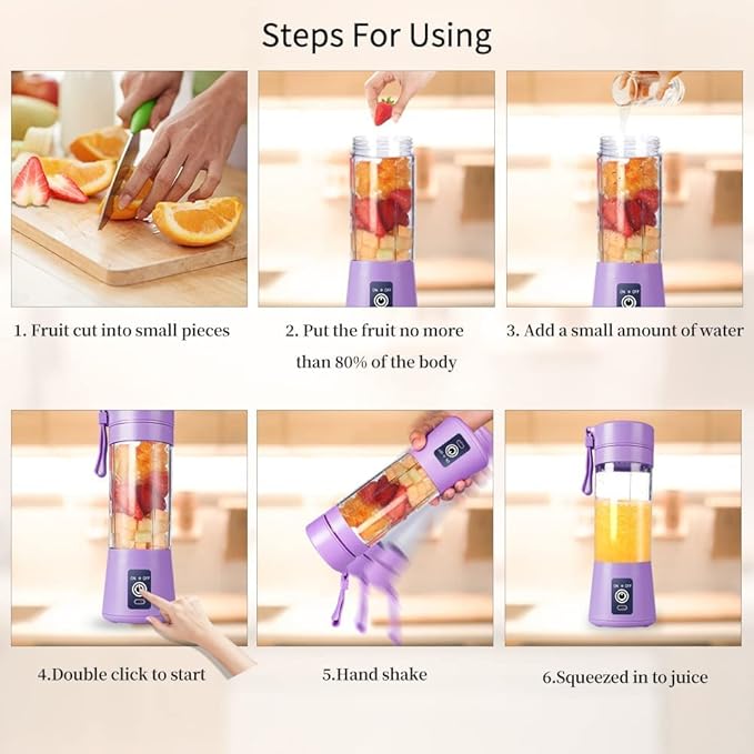 Portable Electric Juicer Blender | USB Rechargeable Smoothie Maker Bottle