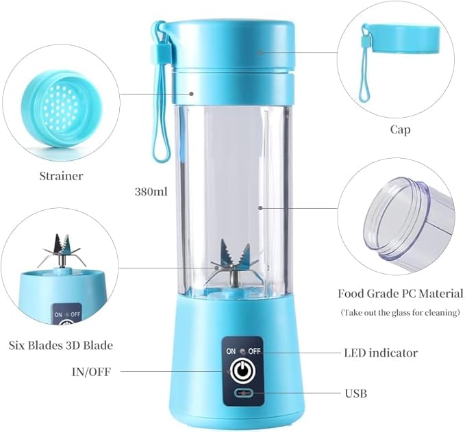 Portable Electric Juicer Blender | USB Rechargeable Smoothie Maker Bottle