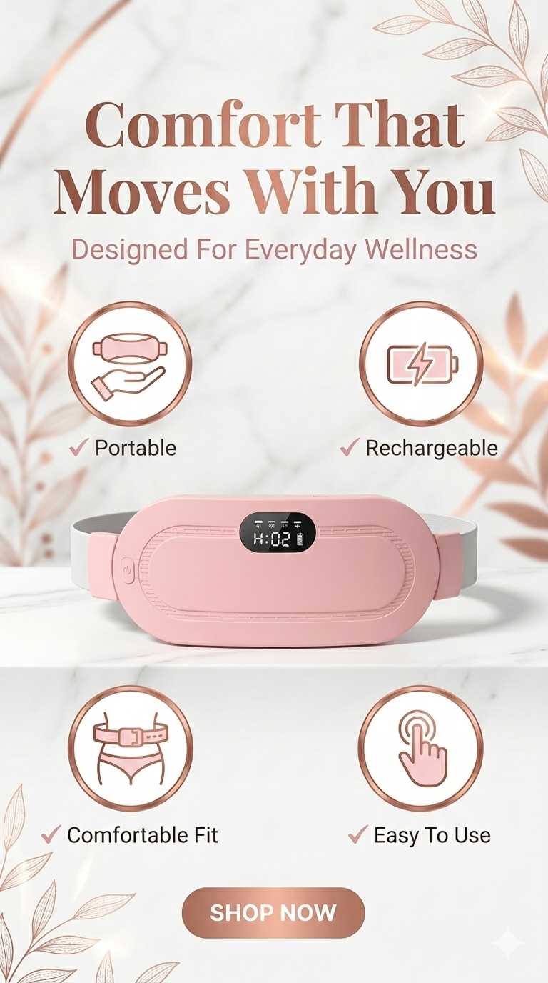 ComfortHeat™ Period Pain Relief Belt | Portable Heating & Vibration Massager for Women