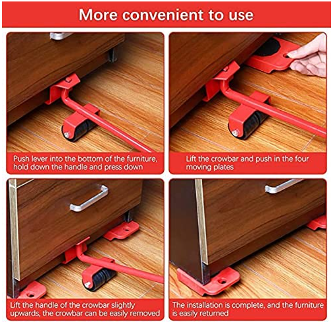 🛠️ Furniture Lifter & Mover Tool Set | Heavy Duty Moving Roller Pads 💪  Product Description