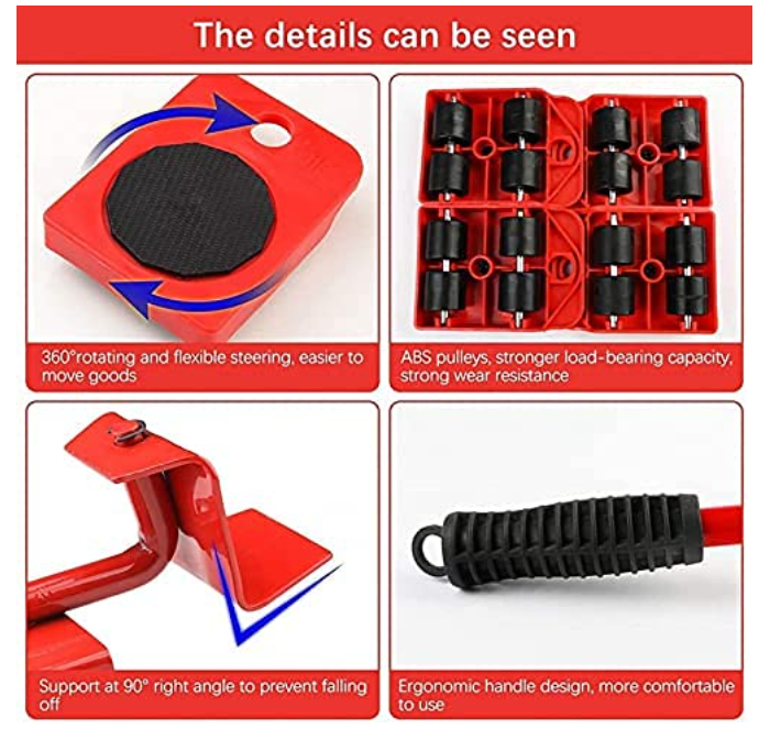 🛠️ Furniture Lifter & Mover Tool Set | Heavy Duty Moving Roller Pads 💪  Product Description