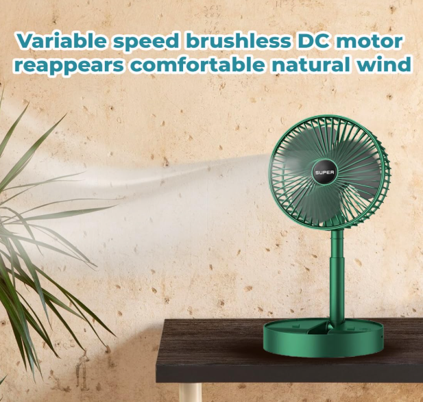 High Speed Rechargeable Table Fan | 2100 RPM Portable Noiseless Desk Fan with 3 Speed Airflow & 1800mAh Battery 💨