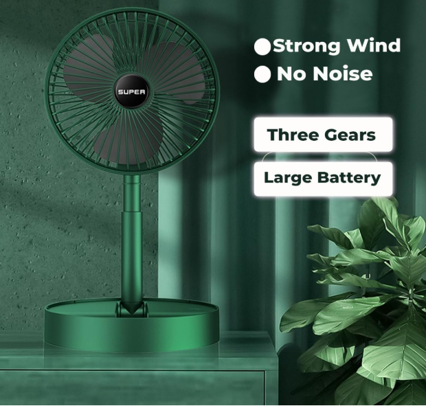 High Speed Rechargeable Table Fan | 2100 RPM Portable Noiseless Desk Fan with 3 Speed Airflow & 1800mAh Battery 💨