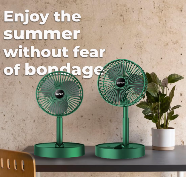 High Speed Rechargeable Table Fan | 2100 RPM Portable Noiseless Desk Fan with 3 Speed Airflow & 1800mAh Battery 💨