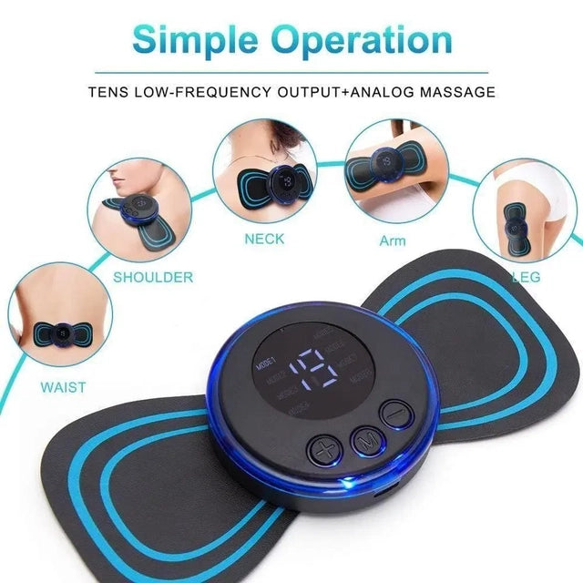Mini Rechargeable Electric Massager – 8 Massage Modes & 19 Strength Levels | Portable Body Pain Relief Machine for Shoulder, Back, Arms & Legs