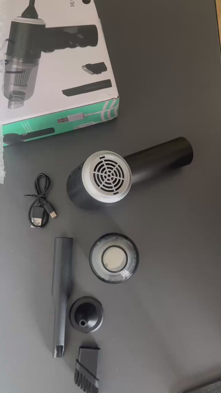 Portable Vacuum Cleaner High Power Wireless Rechargeable Vacuum Cleaner for Car, Home & Office | Strong Suction Mini Cleaner with USB Charging & Multiple Nozzles